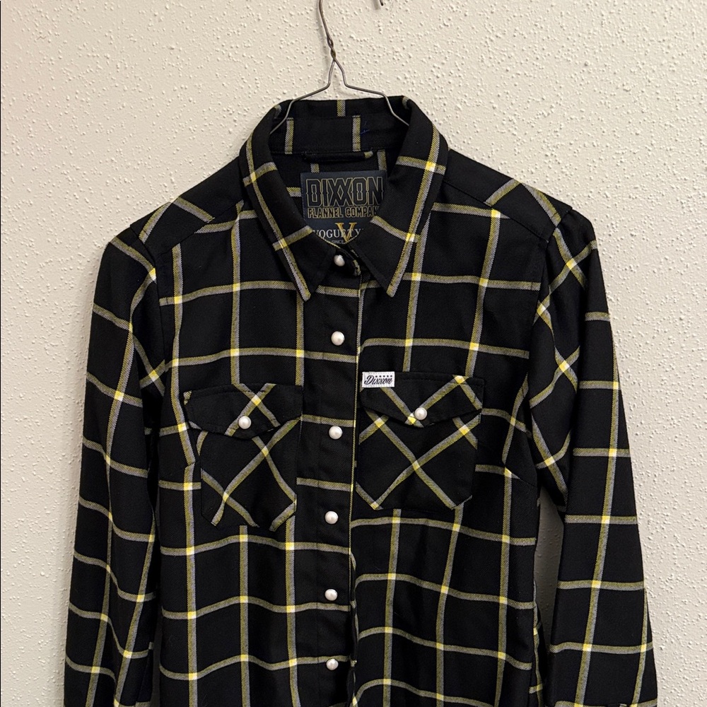 DIXXON Black and Yellow Checkered Shirt Ladies Small